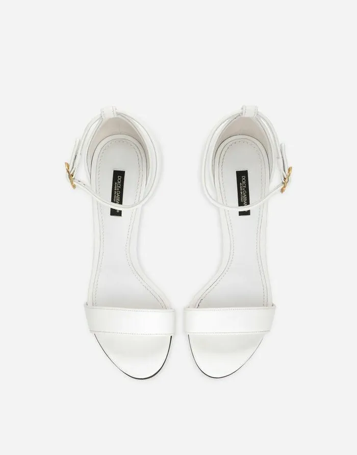 Dolce and Gabbana Sandals And Wedges Women Nappa Leather Sandals With Baroque DG Detail White Dolce and Gabbana Sandals And Wedges Women Nappa Leather Sandals With Baroque DG Detail White