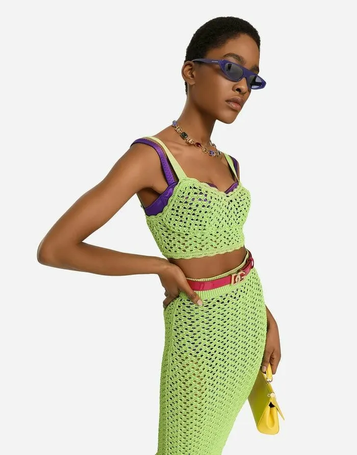 Dolce and Gabbana Shirts And Tops Women Crochet Bra Top Green Dolce and Gabbana Shirts And Tops Women Crochet Bra Top Green