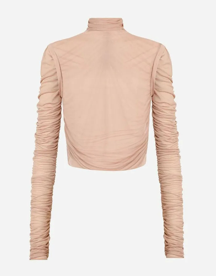 Dolce and Gabbana Shirts And Tops Women Jersey Top With Draping Beige