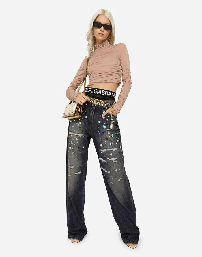 Dolce and Gabbana Shirts And Tops Women Jersey Top With Draping Beige Dolce and Gabbana Shirts And Tops Women Jersey Top With Draping Beige