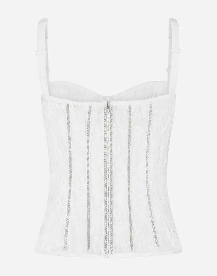 Dolce and Gabbana Shirts And Tops Women Lace Lingerie Bustier With Straps White Dolce and Gabbana Shirts And Tops Women Lace Lingerie Bustier With Straps White
