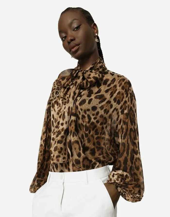 Dolce and Gabbana Shirts And Tops Women Leopardprint Chiffon Shirt Animal Print Dolce and Gabbana Shirts And Tops Women Leopardprint Chiffon Shirt Animal Print