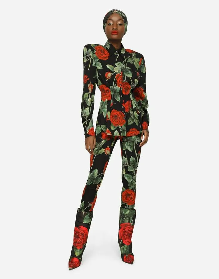 Dolce and Gabbana Shirts And Tops Women Roseprint Charmeuse Shirt Multicolor Dolce and Gabbana Shirts And Tops Women Roseprint Charmeuse Shirt Multicolor