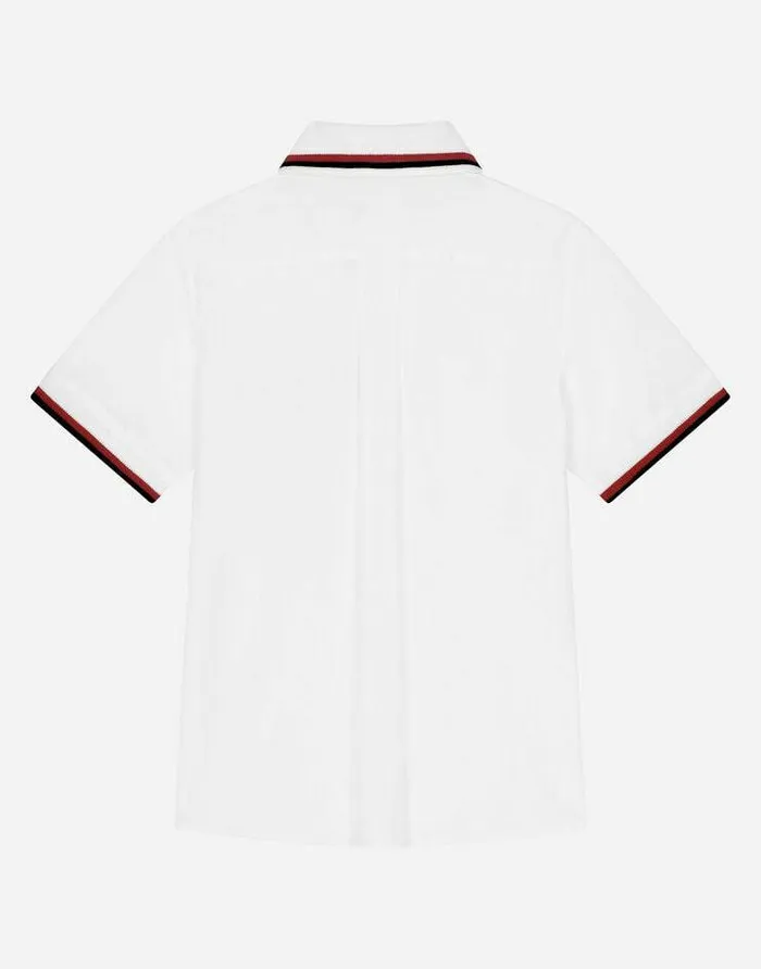 Dolce and Gabbana Shirts Children Shortsleeved Cotton Shirt With Embroidery White Dolce and Gabbana Shirts Children Shortsleeved Cotton Shirt With Embroidery White