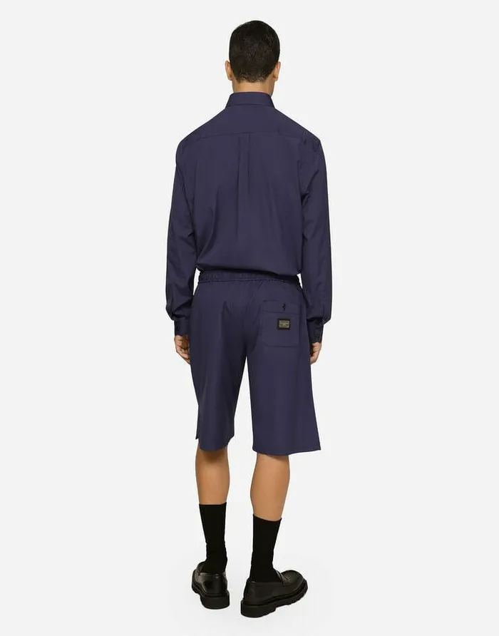 Dolce and Gabbana Shirts Men Cotton Martinifit Shirt With Embroidery Blue Dolce and Gabbana Shirts Men Cotton Martinifit Shirt With Embroidery Blue