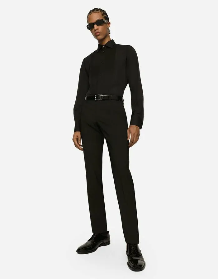 Dolce and Gabbana Shirts Men Cotton Poplin Goldfit Tuxedo Shirt Black Dolce and Gabbana Shirts Men Cotton Poplin Goldfit Tuxedo Shirt Black