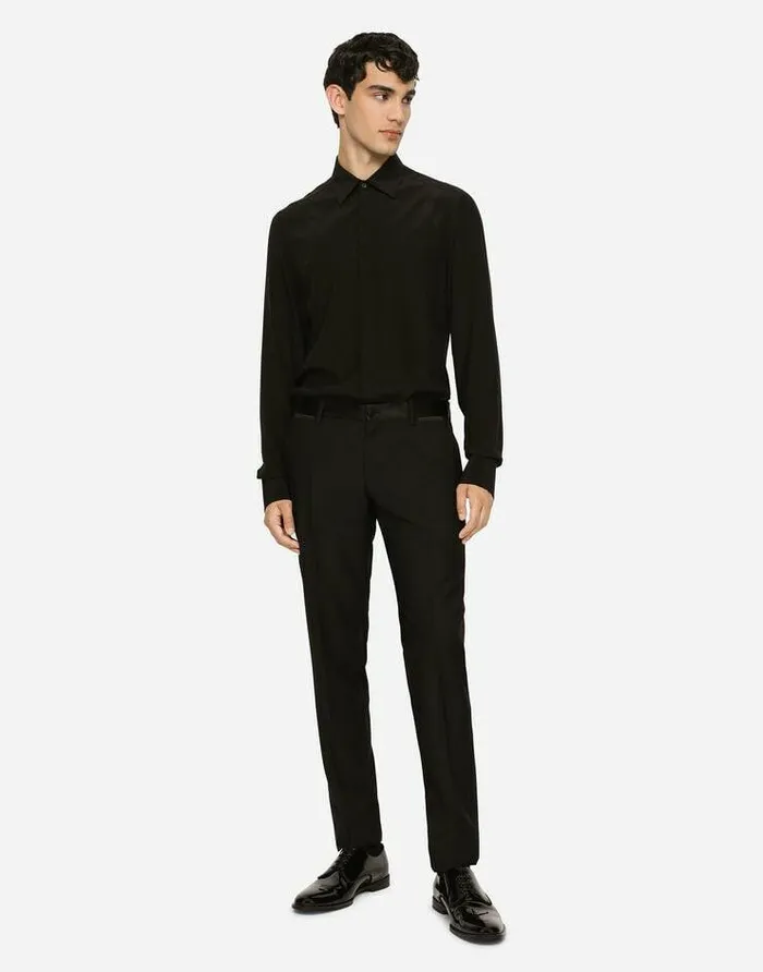 Dolce and Gabbana Shirts Men Goldfit Crpe De Chine Shirt Black Dolce and Gabbana Shirts Men Goldfit Crpe De Chine Shirt Black