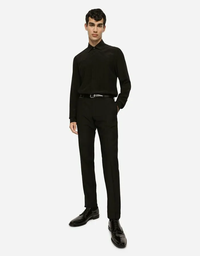 Dolce and Gabbana Shirts Men Goldfit Crpe De Chine Shirt Black Dolce and Gabbana Shirts Men Goldfit Crpe De Chine Shirt Black