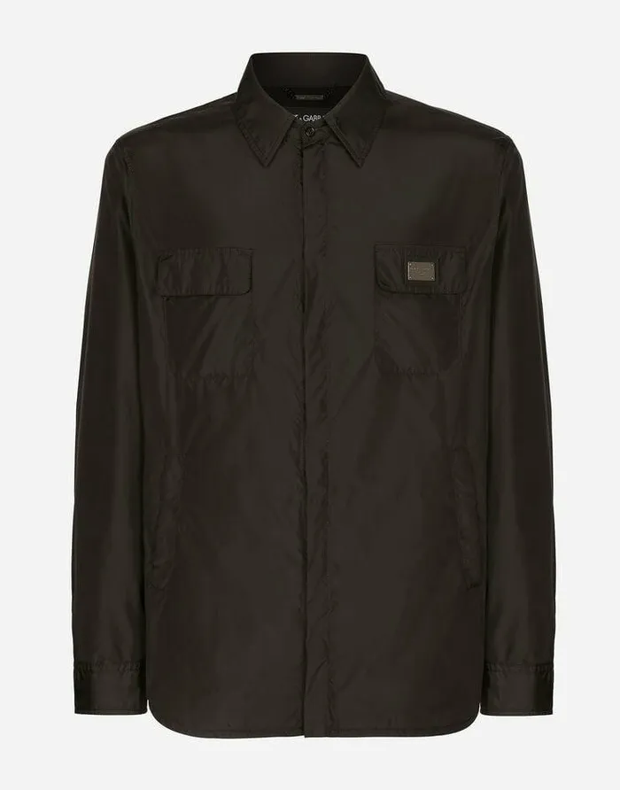 Dolce and Gabbana Shirts Men Nylon Shirt With Logo Tag Black