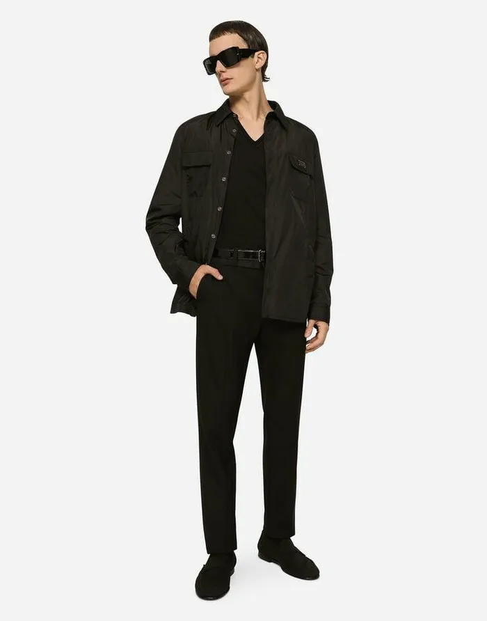 Dolce and Gabbana Shirts Men Nylon Shirt With Logo Tag Black Dolce and Gabbana Shirts Men Nylon Shirt With Logo Tag Black