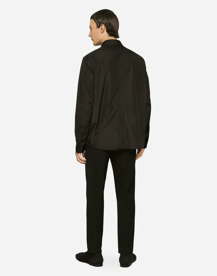 Dolce and Gabbana Shirts Men Nylon Shirt With Logo Tag Black Dolce and Gabbana Shirts Men Nylon Shirt With Logo Tag Black