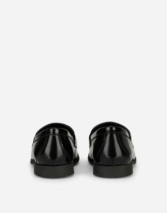 Dolce and Gabbana Shoes 2438 Children Calfskin Loafers With DG Logo Black Dolce and Gabbana Shoes 2438 Children Calfskin Loafers With DG Logo Black