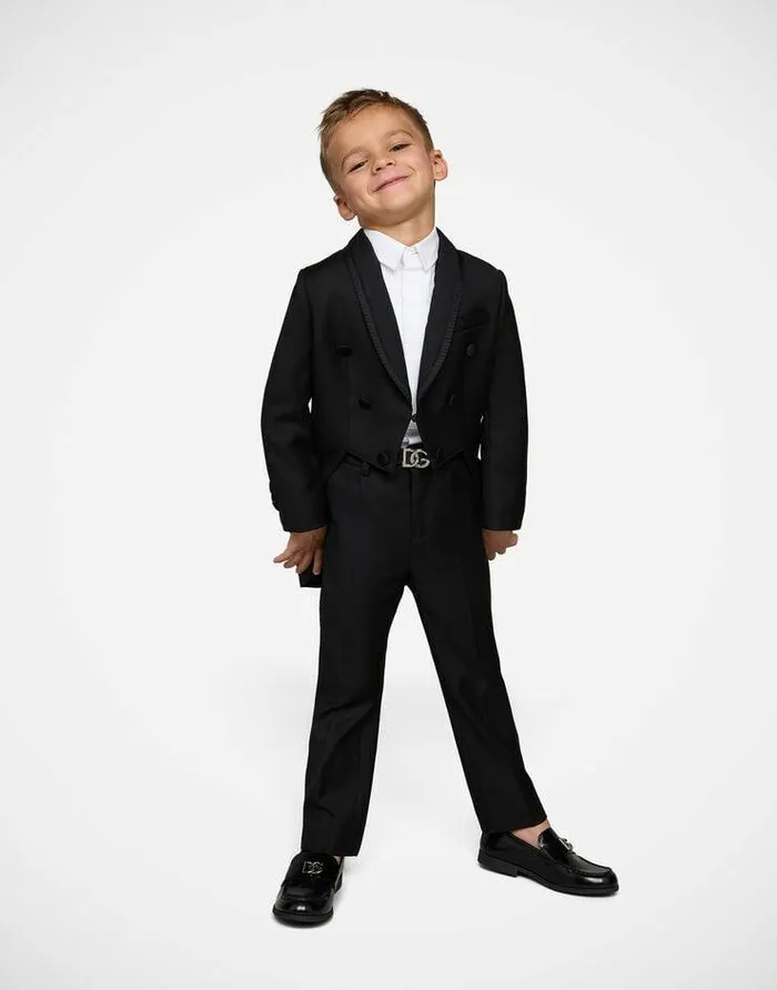 Dolce and Gabbana Shoes 2438 Children Calfskin Loafers With DG Logo Black Dolce and Gabbana Shoes 2438 Children Calfskin Loafers With DG Logo Black