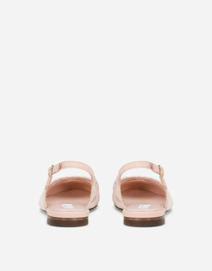 Dolce and Gabbana Shoes 2438 Children Cordonetto Lace Slingbacks With DG Logo Pink