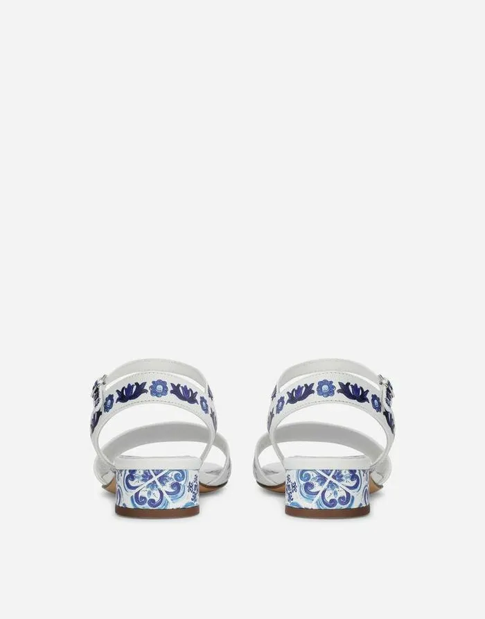 Dolce and Gabbana Shoes 2438 Children Majolicaprint Calfskin Sandals Multicolor Dolce and Gabbana Shoes 2438 Children Majolicaprint Calfskin Sandals Multicolor