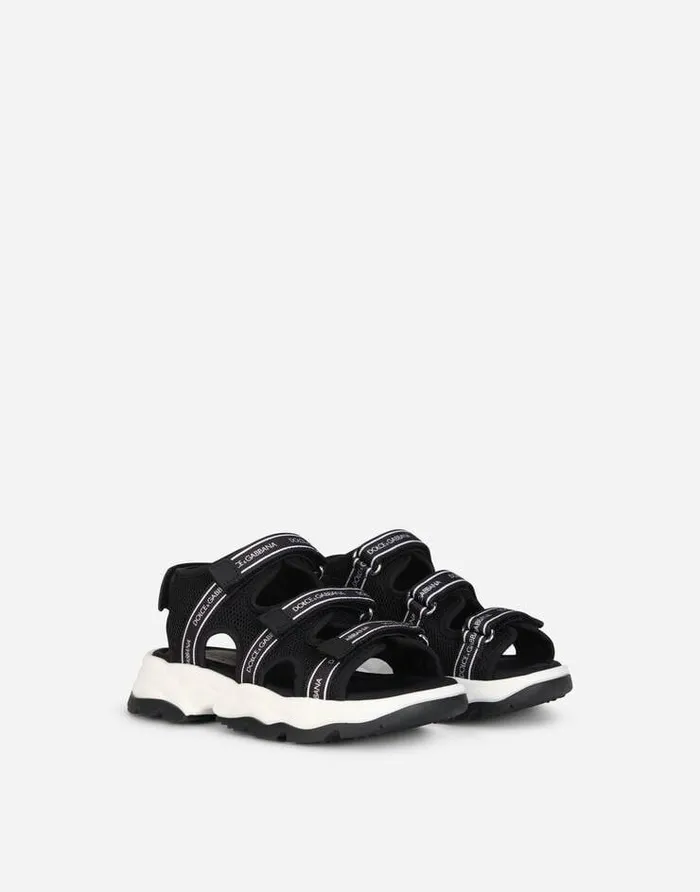 Dolce and Gabbana Shoes 2438 Children Mesh Trekking Sandals With Jacquard Logo Blackwhite Dolce and Gabbana Shoes 2438 Children Mesh Trekking Sandals With Jacquard Logo Blackwhite