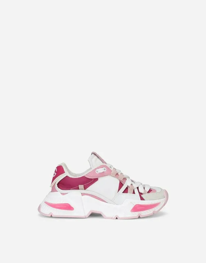 Dolce and Gabbana Shoes 2438 Children Mixedmaterial Airmaster Sneakers White