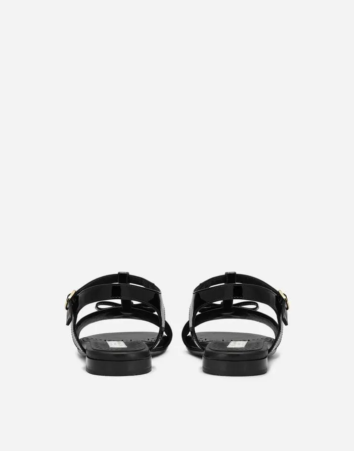 Dolce and Gabbana Shoes 2438 Children Patent Leather Sandals With Metal DG Logo Black Dolce and Gabbana Shoes 2438 Children Patent Leather Sandals With Metal DG Logo Black