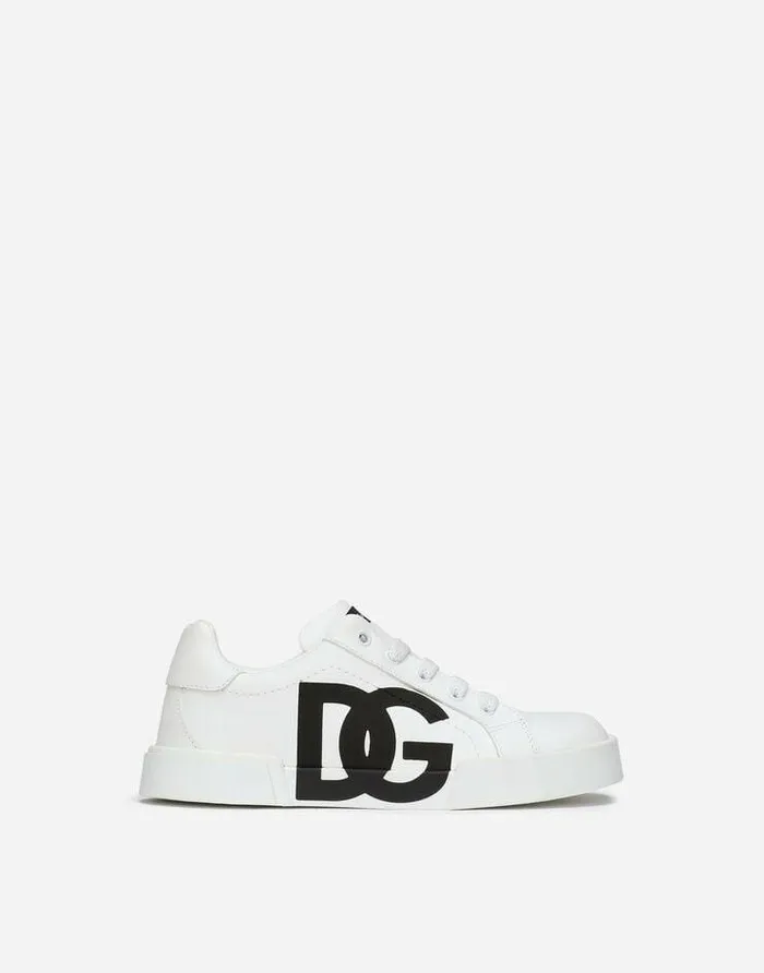 Dolce and Gabbana Shoes 2438 Children Portofino Light Sneakers With DG Logo White Dolce and Gabbana Shoes 2438 Children Portofino Light Sneakers With DG Logo White