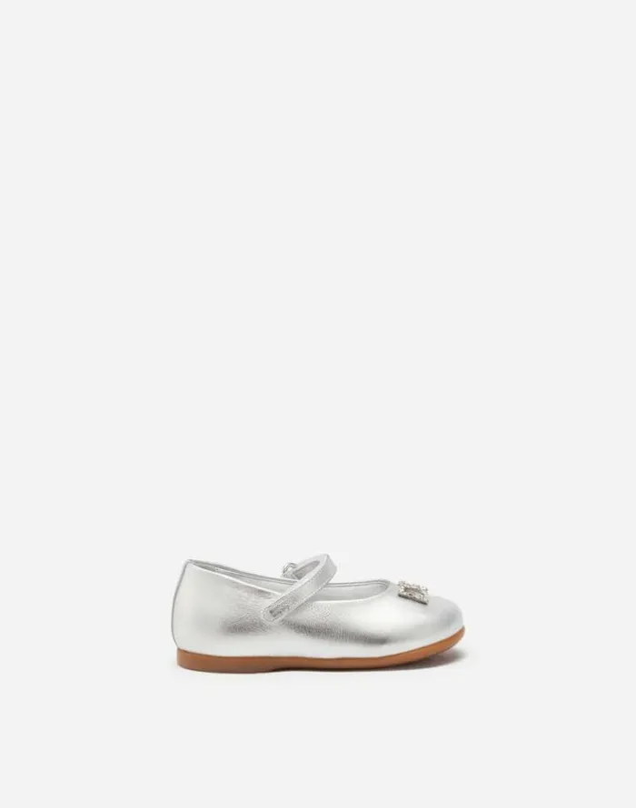 Dolce and Gabbana Shoes For First Steps 1926 Children Foiled Nappa Leather Mary Janes Silver Dolce and Gabbana Shoes For First Steps 1926 Children Foiled Nappa Leather Mary Janes Silver