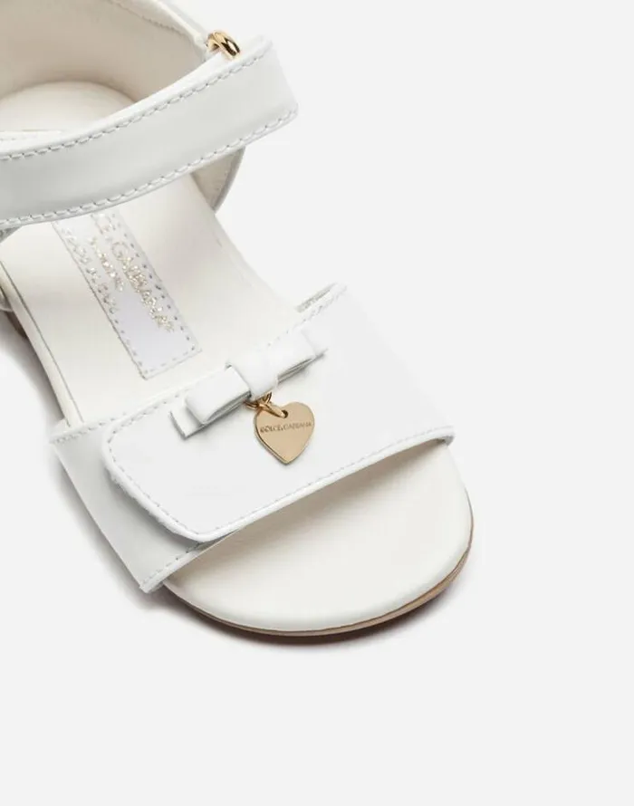 Dolce and Gabbana Shoes For First Steps 1926 Children Patent Leather Sandals With Charm Embellishment White Dolce and Gabbana Shoes For First Steps 1926 Children Patent Leather Sandals With Charm Embellishment White