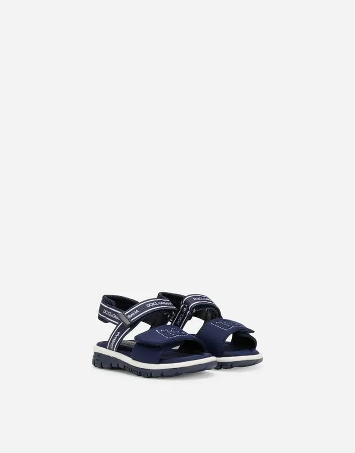 Dolce and Gabbana Shoes For First Steps 1926 Children Technical Fabric Sandals With DG Logo Multicolor