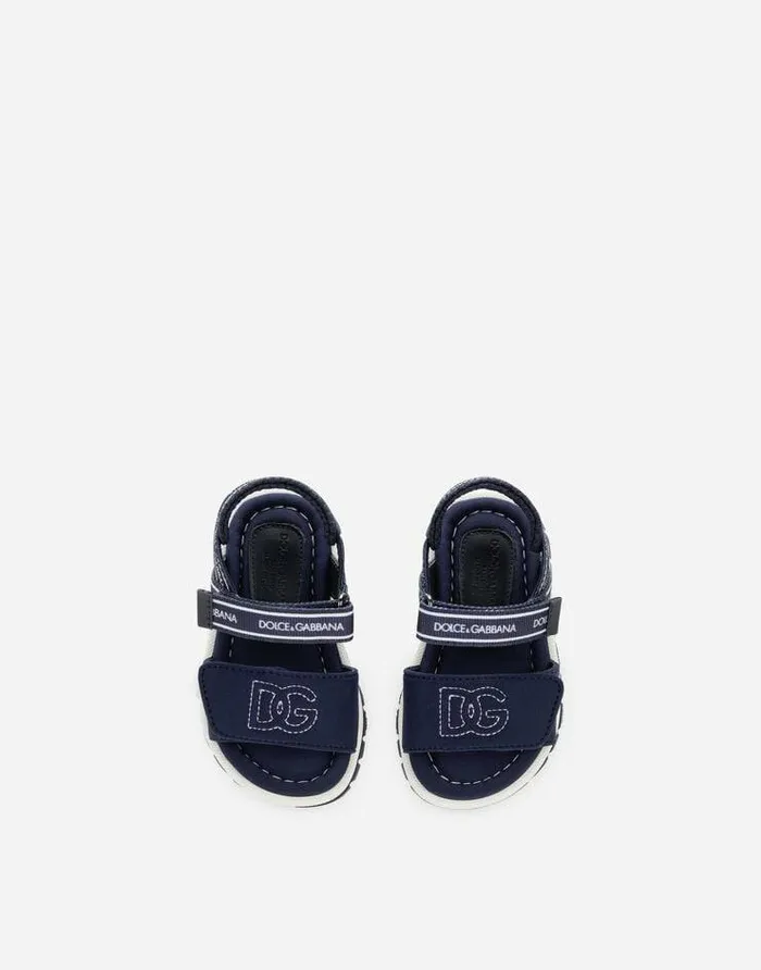 Dolce and Gabbana Shoes For First Steps 1926 Children Technical Fabric Sandals With DG Logo Multicolor