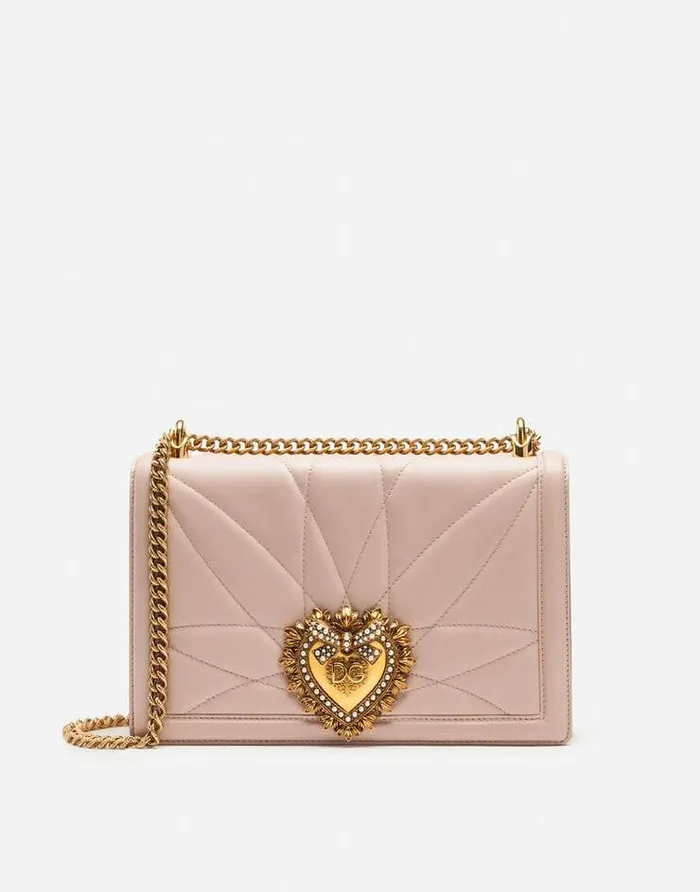 Dolce and Gabbana Shoulder And Crossbody Bags Women Large Devotion Bag In Quilted Nappa Leather Pale Pink Dolce and Gabbana Shoulder And Crossbody Bags Women Large Devotion Bag In Quilted Nappa Leather Pale Pink