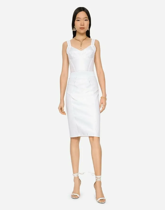 Dolce and Gabbana Skirts Women Marquisette And Satin Skirt With Corset Details White Dolce and Gabbana Skirts Women Marquisette And Satin Skirt With Corset Details White