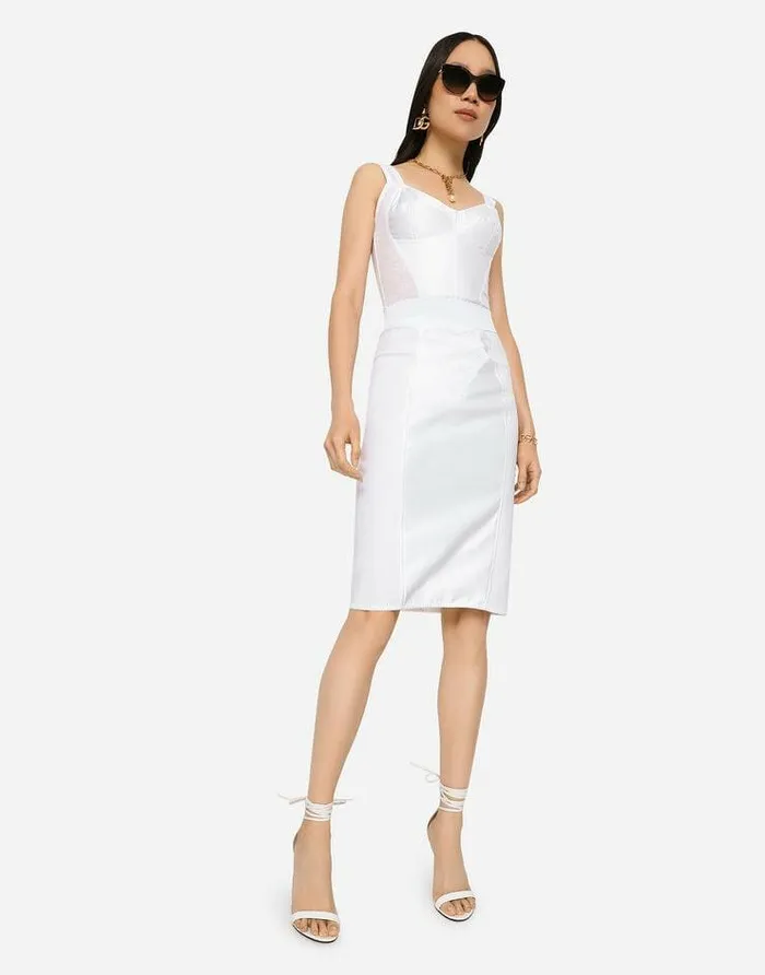 Dolce and Gabbana Skirts Women Marquisette And Satin Skirt With Corset Details White Dolce and Gabbana Skirts Women Marquisette And Satin Skirt With Corset Details White
