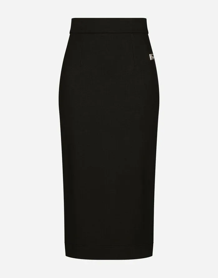 Dolce and Gabbana Skirts Women Milano Rib Midi Skirt Black