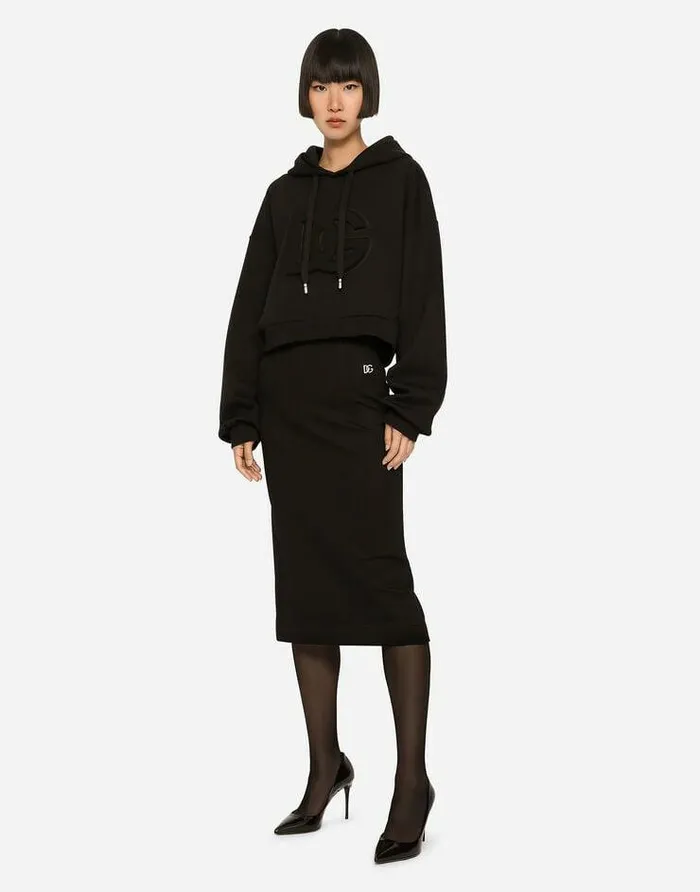Dolce and Gabbana Skirts Women Milano Rib Midi Skirt Black Dolce and Gabbana Skirts Women Milano Rib Midi Skirt Black