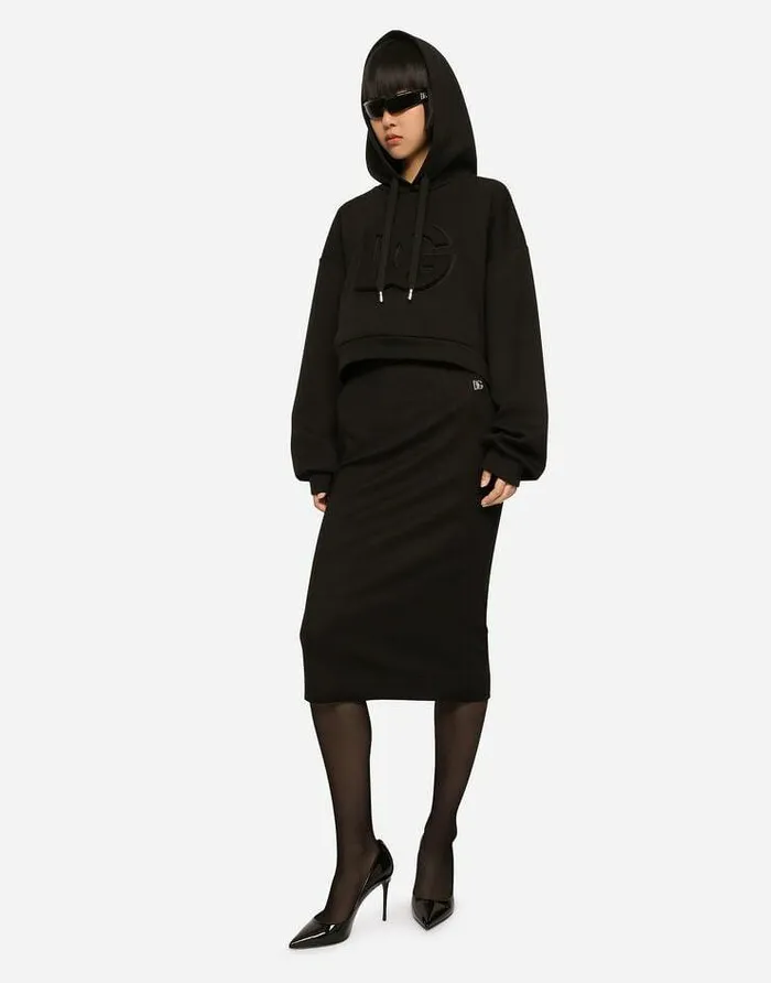 Dolce and Gabbana Skirts Women Milano Rib Midi Skirt Black Dolce and Gabbana Skirts Women Milano Rib Midi Skirt Black