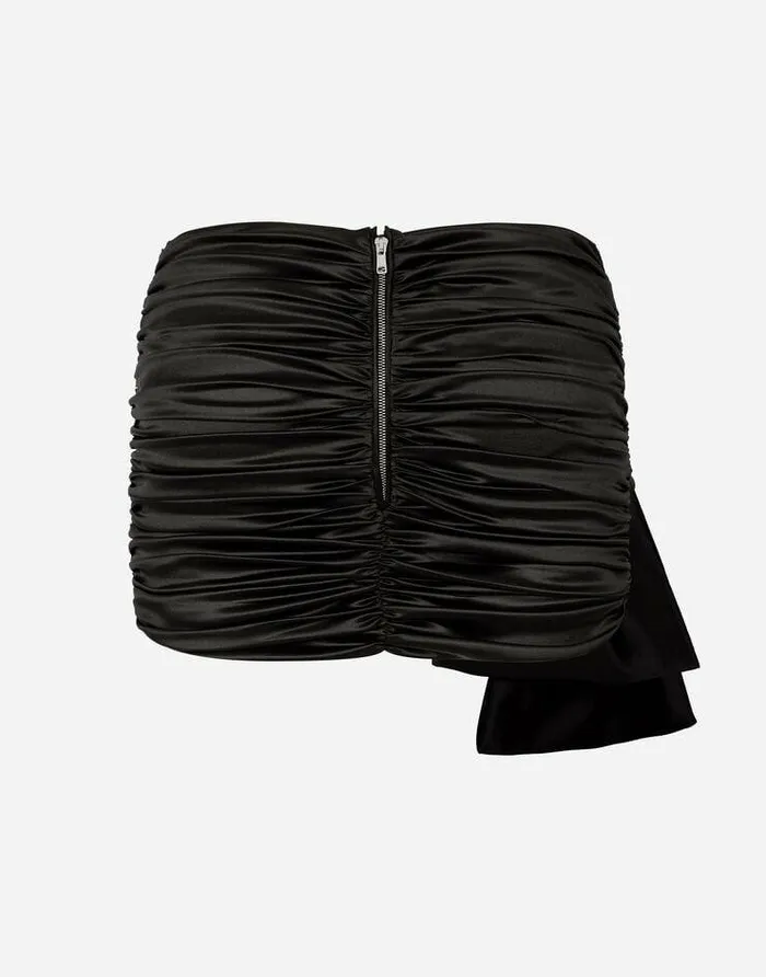 Dolce and Gabbana Skirts Women Short Draped Satin Skirt With Side Bow Black
