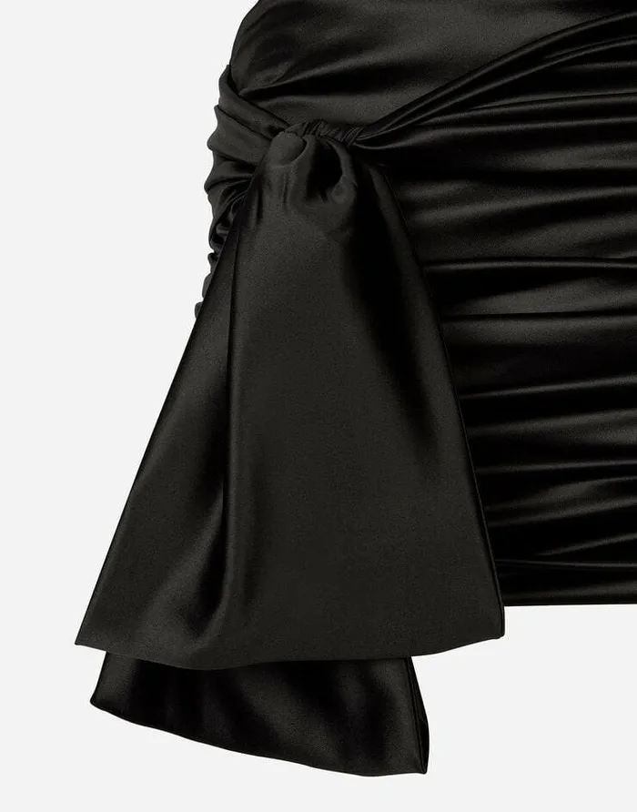 Dolce and Gabbana Skirts Women Short Draped Satin Skirt With Side Bow Black