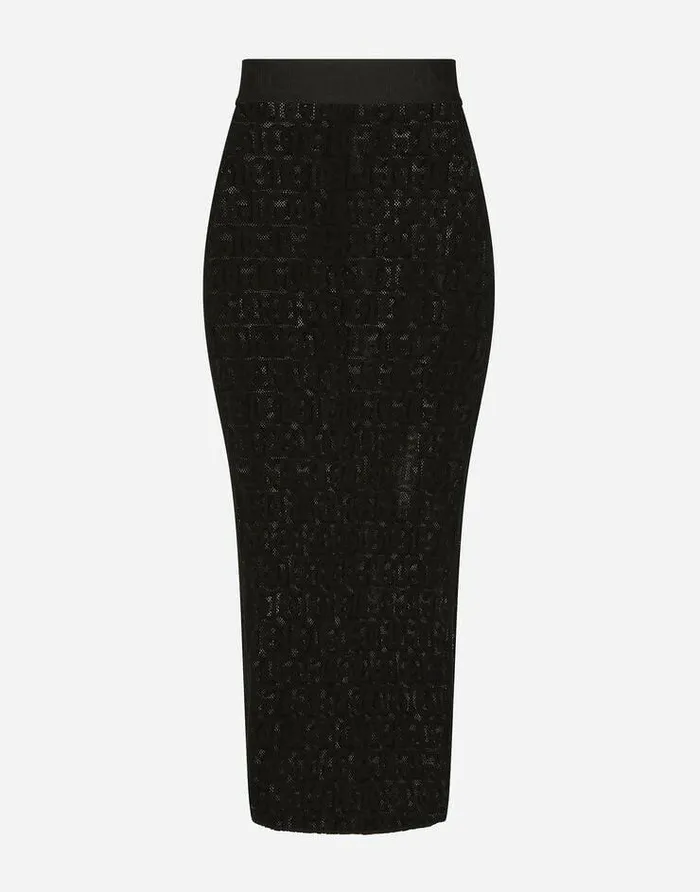 Dolce and Gabbana Skirts Women Tulle Calflength Skirt With Allover DG Logo Black Dolce and Gabbana Skirts Women Tulle Calflength Skirt With Allover DG Logo Black
