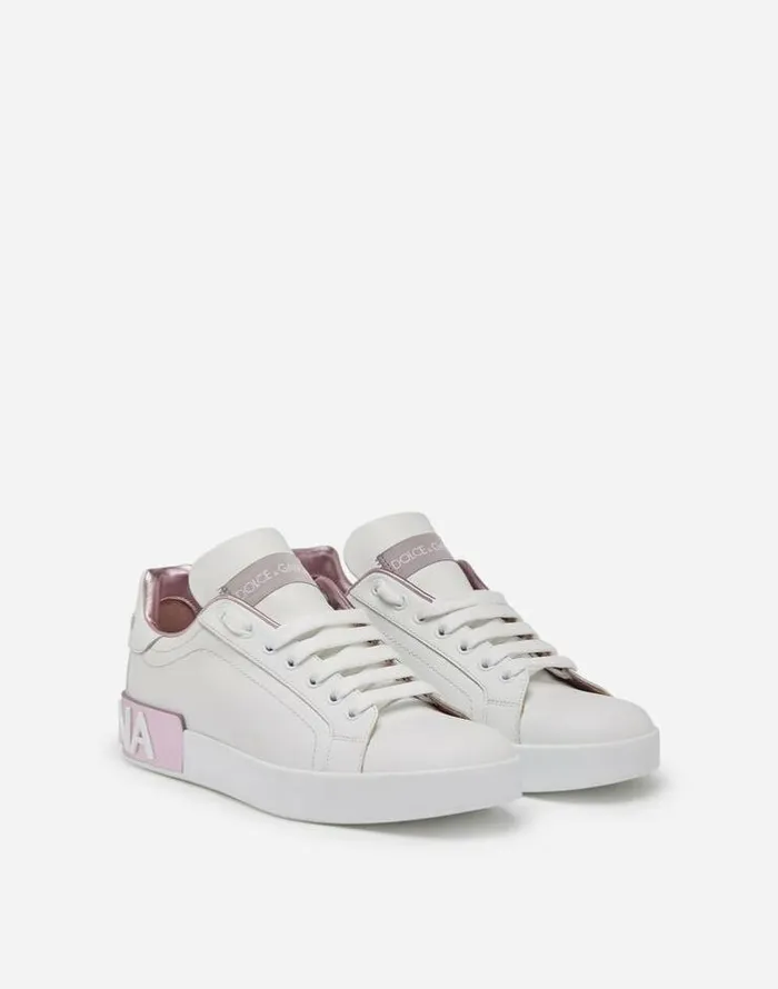 Dolce and Gabbana Sneakers Women Calfskin Nappa Portofino Sneakers Whitepink Dolce and Gabbana Sneakers Women Calfskin Nappa Portofino Sneakers Whitepink