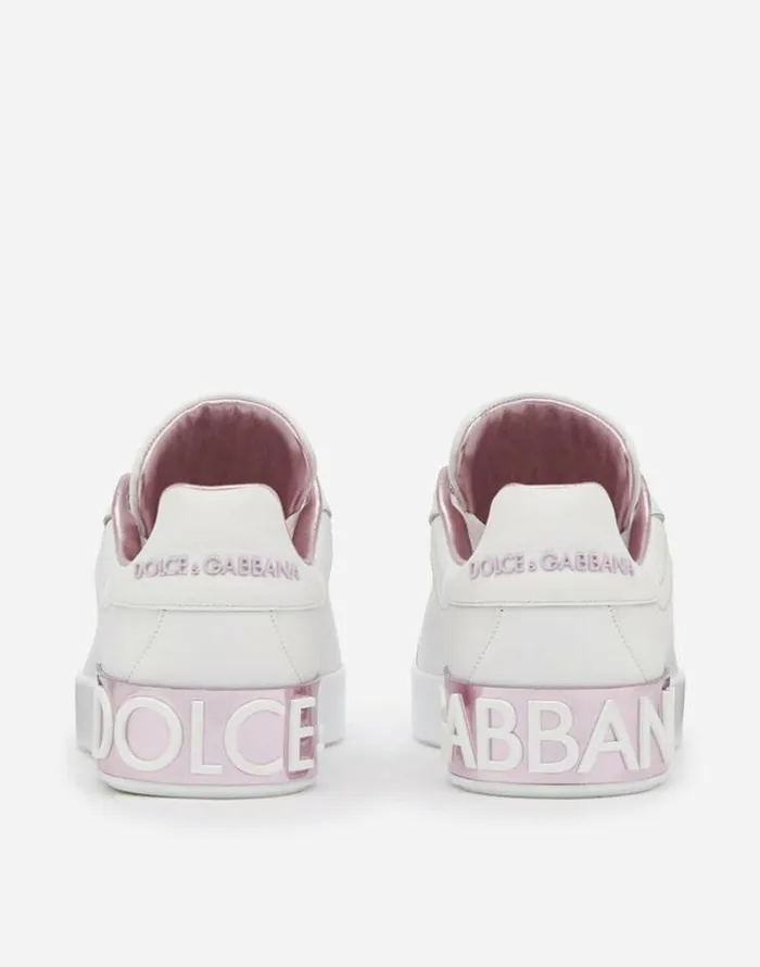 Dolce and Gabbana Sneakers Women Calfskin Nappa Portofino Sneakers Whitepink Dolce and Gabbana Sneakers Women Calfskin Nappa Portofino Sneakers Whitepink