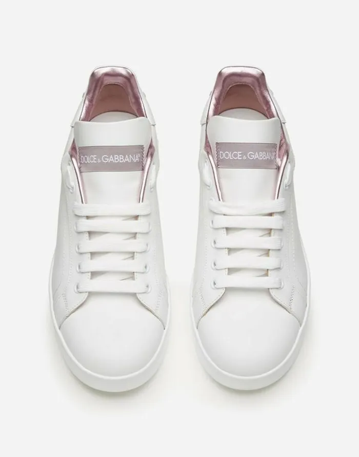 Dolce and Gabbana Sneakers Women Calfskin Nappa Portofino Sneakers Whitepink Dolce and Gabbana Sneakers Women Calfskin Nappa Portofino Sneakers Whitepink