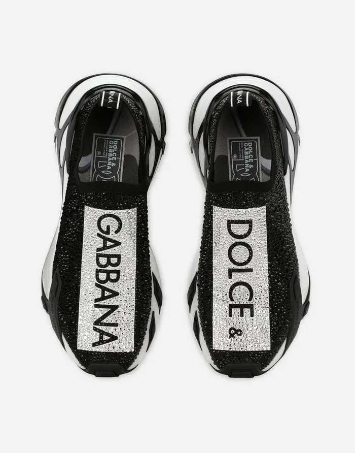 Dolce and Gabbana Sneakers Women Fast Sneakers With Fusible Rhinestones White Dolce and Gabbana Sneakers Women Fast Sneakers With Fusible Rhinestones White