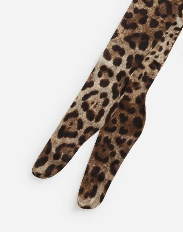 Dolce and Gabbana Socks Women Leopard Print Tights In Tulle Multicolor Dolce and Gabbana Socks Women Leopard Print Tights In Tulle Multicolor