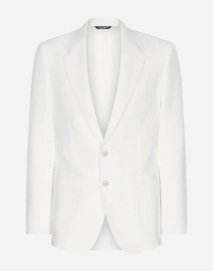 Dolce and Gabbana Suits And Blazers Men Deconstructed Linen Jacket White
