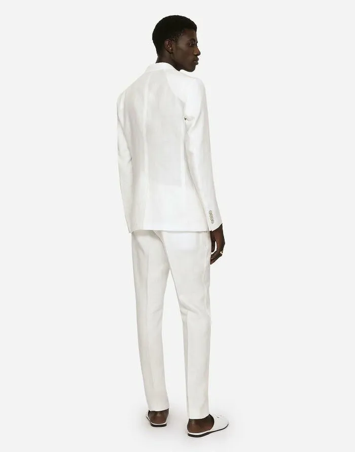 Dolce and Gabbana Suits And Blazers Men Deconstructed Linen Jacket White Dolce and Gabbana Suits And Blazers Men Deconstructed Linen Jacket White