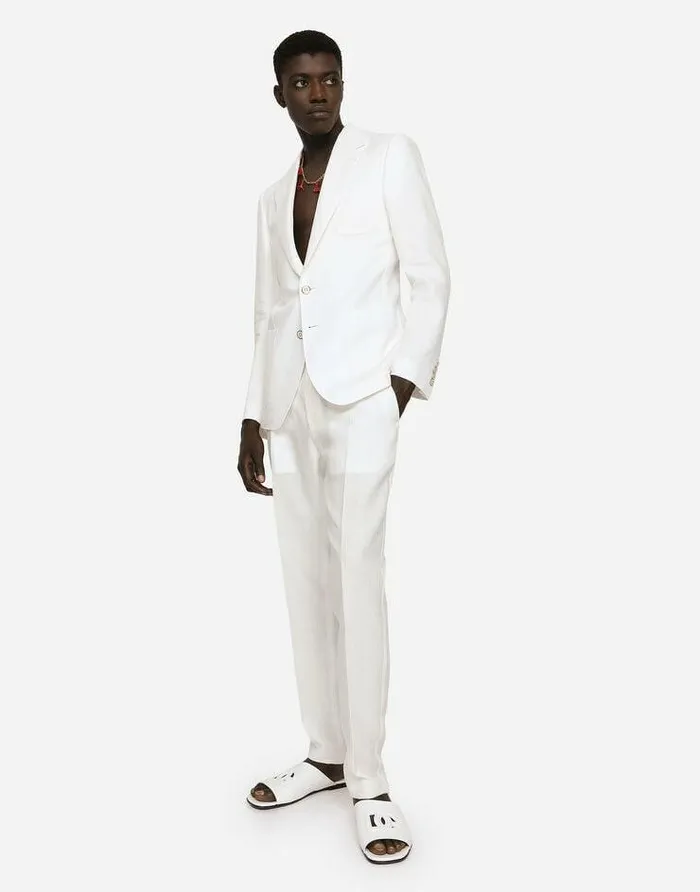 Dolce and Gabbana Suits And Blazers Men Deconstructed Linen Jacket White Dolce and Gabbana Suits And Blazers Men Deconstructed Linen Jacket White