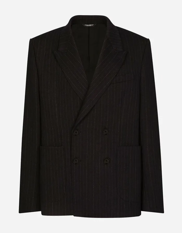 Dolce and Gabbana Suits And Blazers Men Doublebreasted Pinstripe Jersey Jacket Multicolor