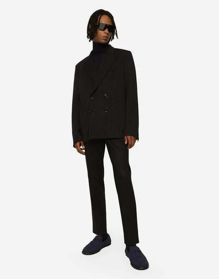 Dolce and Gabbana Suits And Blazers Men Doublebreasted Pinstripe Jersey Jacket Multicolor Dolce and Gabbana Suits And Blazers Men Doublebreasted Pinstripe Jersey Jacket Multicolor