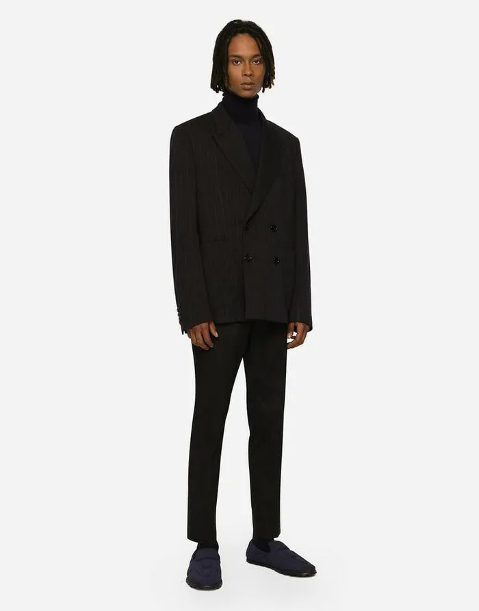 Dolce and Gabbana Suits And Blazers Men Doublebreasted Pinstripe Jersey Jacket Multicolor Dolce and Gabbana Suits And Blazers Men Doublebreasted Pinstripe Jersey Jacket Multicolor