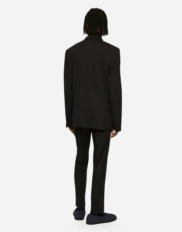Dolce and Gabbana Suits And Blazers Men Doublebreasted Pinstripe Jersey Jacket Multicolor Dolce and Gabbana Suits And Blazers Men Doublebreasted Pinstripe Jersey Jacket Multicolor