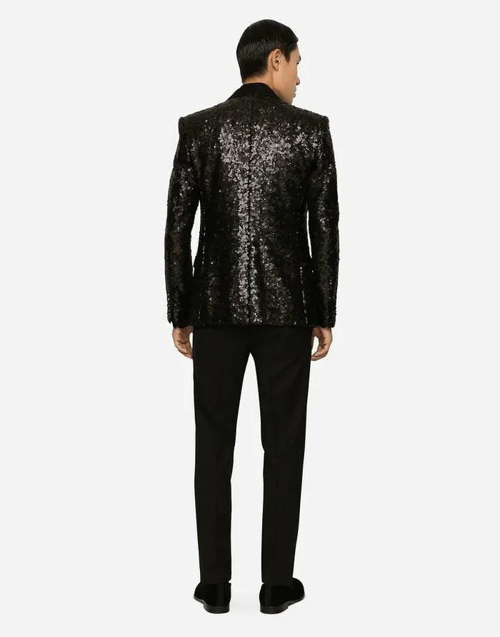 Dolce and Gabbana Suits And Blazers Men Sequined Siciliafit Jacket Black Dolce and Gabbana Suits And Blazers Men Sequined Siciliafit Jacket Black
