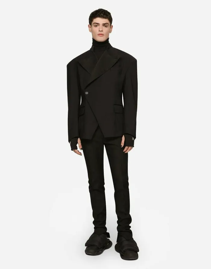 Dolce and Gabbana Suits And Blazers Men Stretch Wool Fabric Siciliafit Jacket Black Dolce and Gabbana Suits And Blazers Men Stretch Wool Fabric Siciliafit Jacket Black